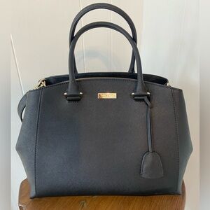 Kate Spade Black Pebbled Leather Satchel Handbag. EUC